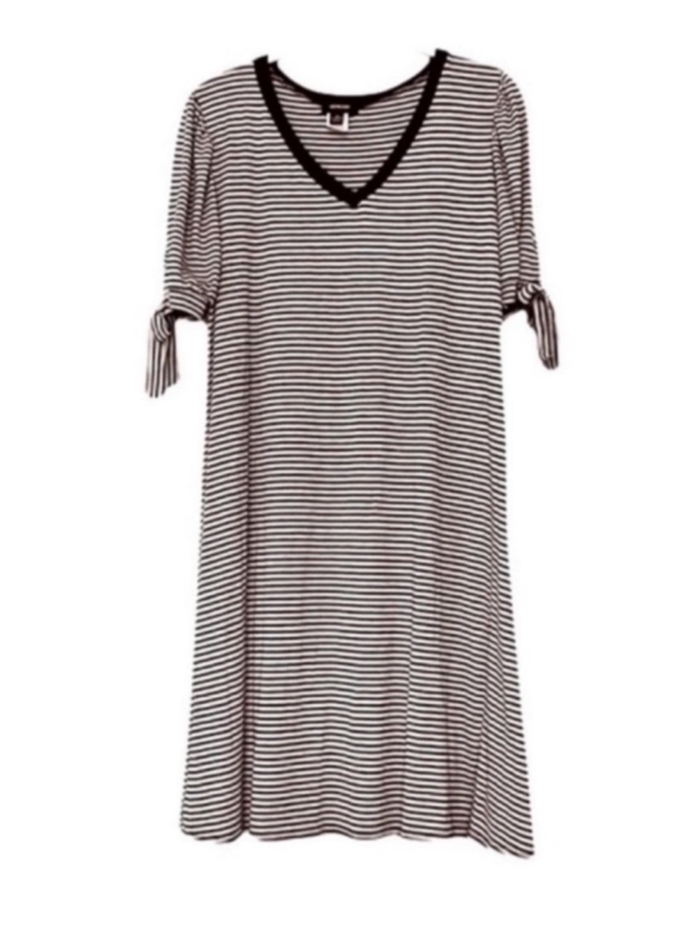 Espresso Casual Dress Tie Sleeves V-neck Stretch Jersey Shift Black Gray Size M